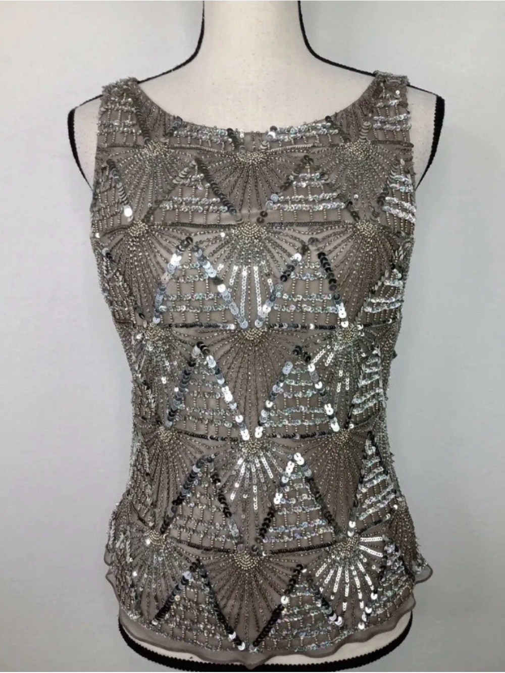 Scala Silver Beaded Sleeveless Camisole